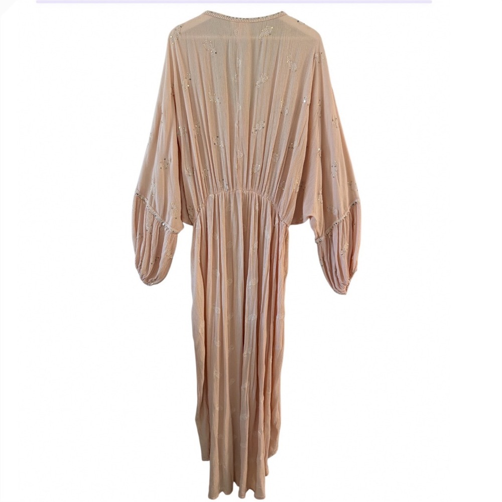 Muche‎ et Muchette Blush Pink Sequin Embroidered Asymmetrical Maxi Dress O/S - Picture 2 of 8